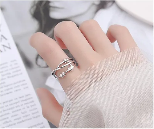 Miniatura 5 de NewZenro Anillos abiertos de tres capas circulares redondos antiansiedad para mujeres y niñas, plata de ley 925, personalizados, alivio del estrés