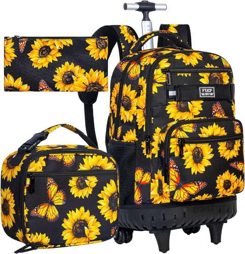 Miniatura 11 de 3 piezas de mochila rodante para mujeres y hombres, bolsa de 21 pulgadas para adultos con ruedas, juego de mochilas con ruedas para niñas y niños
