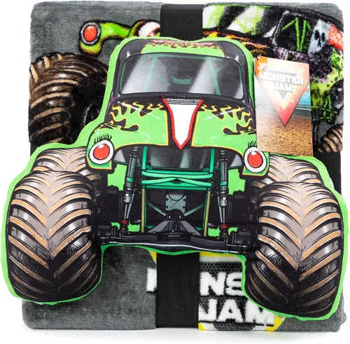 Miniatura 7 de Jay Franco Juego de ropa de cama Monster Jam Grave Digger Nogginz - Manta ligera de viaje de 40 x 50 pulgadas y funda de almohada - Juego de ropa