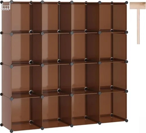 Miniatura 14 de C&AHOME Organizador de almacenamiento de cubos, estantes de 16 cubos, cubos de almacenamiento de plástico, organizador de armario de bricolaje