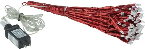 Miniatura 2 de Alpine Corporation Adorno de copo de nieve colgante en 3D de ramita de Navidad para interiores de 10 pulgadas de alto, con luces LED, rojo, Rojo