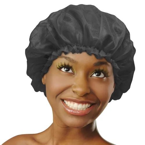 Tapas de tratamiento de ricino de argán y negro, gorro de satén para dormir, accesorios para el cabello, gorro para mujer, reutilizable, XL, color
