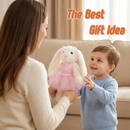Miniatura 6 de Juguete de peluche de conejo, vestido de tutú rosa, falda de perla, cesta de Pascua, regalos para niñas, hija, sobrina, recital de baile, clase