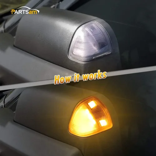 Miniatura 5 de Partsam Espejo lateral LED luz intermitente izquierda y derecha Lámparas de remolque Lente de cubierta transparente compatible con Ram 1500 2500