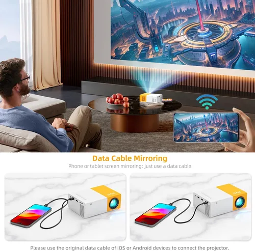 Miniatura 3 de PVO Proyector WiFi Proyectores Mini Portátiles 1080P, La Pantalla del Teléfono Puede Ser Reflejada al Proyector de Video a Través de WiFi