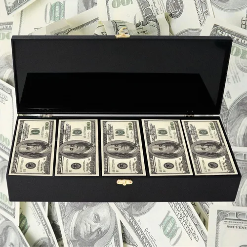 Miniatura 3 de Bandeja de moneda con cerradura de acrílico negro, organizador de dinero de 5 compartimentos para efectivo, caja de almacenamiento de dinero