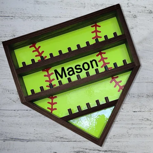 Miniatura 3 de Vitrina de béisbol personalizada con soporte de madera para pelotas de béisbol con nombre personalizado, vitrina de montaje en pared, vitrina