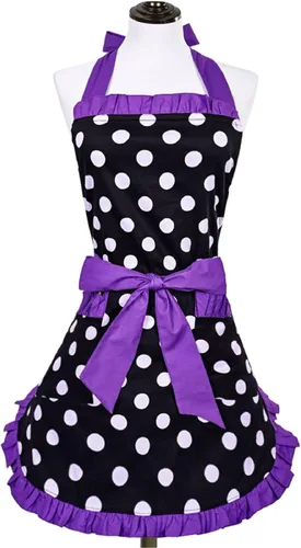 Miniatura 14 de Violet Mist Delantales coquetos de encaje negro para mujer con bolsillo, delantales negros sexys para cocinar, delantal para mujeres y niñas
