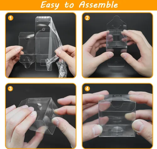 Miniatura 7 de XINHPKGG 50 cajas de regalo transparentes de 2 x 2 x 2 pulgadas, cajas transparentes para tartas con agujero superior, caja de macarrón, caja