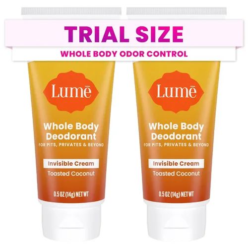 Miniatura 9 de Lume Desodorante de cuerpo entero, paquete de 5 muestras – Minis de crema invisible – Control de olores de 72 horas – Sin aluminio ni bicarbonato
