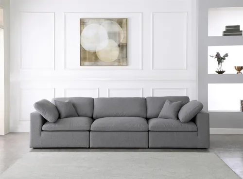 Miniatura 4 de Meridian Furniture 601Cream-S119 Serene Collection Modern Sofá modular contemporáneo de lujo, tela texturizada de lino suave, cojines de plumón