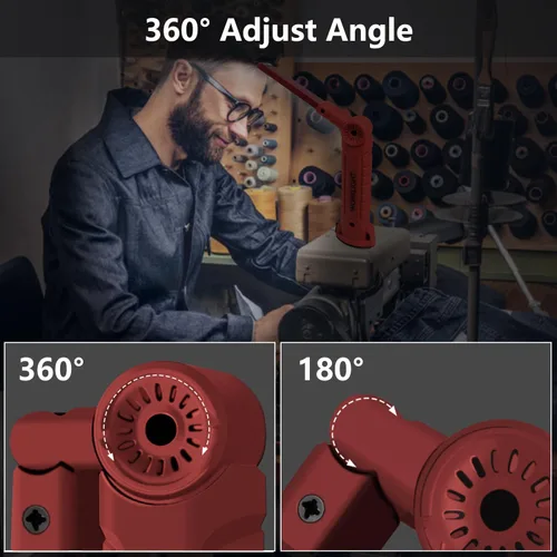 Miniatura 3 de Luz de trabajo portátil, luces de trabajo recargables con gancho colgante de base magnética, rotación de 360°, 5 modos, COB LED de 800 lúmenes, luz