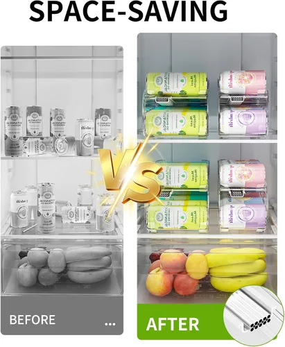 Miniatura 7 de Organizador de latas de soda, paquete de 4, organizadores automáticos de latas para refrigerador, dispensador de latas de doble