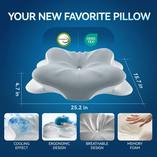 Miniatura 5 de Almohada cervical para el dolor de cuello, espuma viscoelástica ergonómica para personas que duermen de lado y espalda