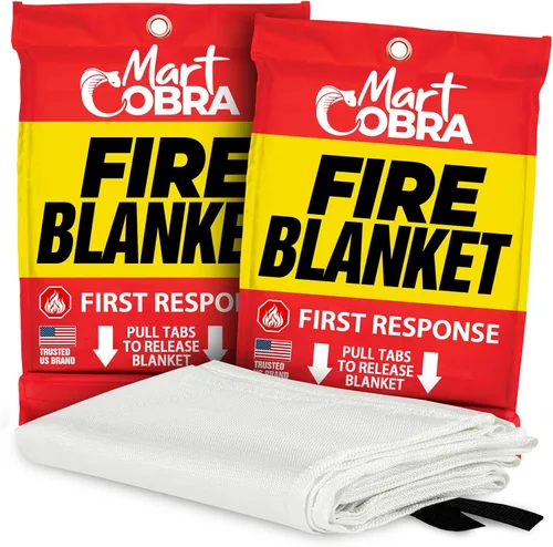 Miniatura 7 de Mart Cobra Manta de emergencia contra incendios para el hogar y la cocina, 1 paquete, mantas de emergencia para seguridad en el hogar, 40 x 40
