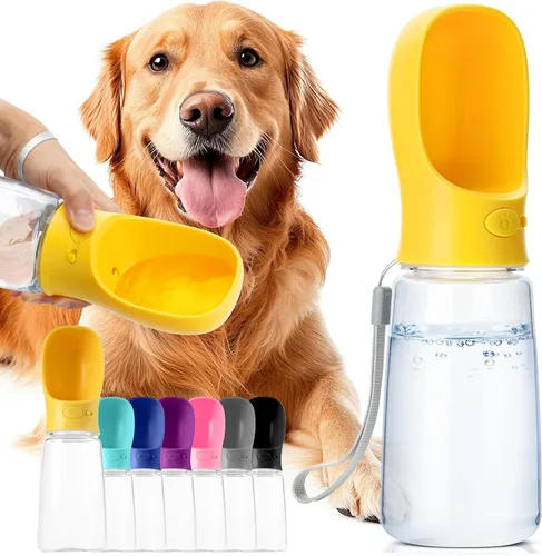 Mr. Pen - Botella de agua portátil para perros, 19 onzas, grande, a prueba de fugas, dispensador de agua para cachorros con comedero para mascotas,