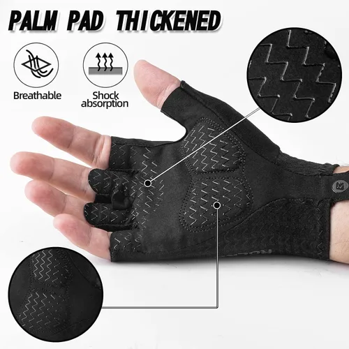 Miniatura 4 de ROCKBROS Guantes de ciclismo, guantes de ciclismo para hombres y mujeres, guantes de bicicleta de carretera MTB, almohadilla de gel absorbente