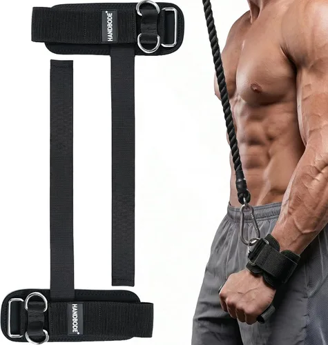 Miniatura 8 de HANDBODE Lifting Wrist Straps for Weightlifting, Gym Wraps with Double D-Ring for Secure Grip, Deadlift, Pull Up, Bodybuilding, Cable Workout, Fit