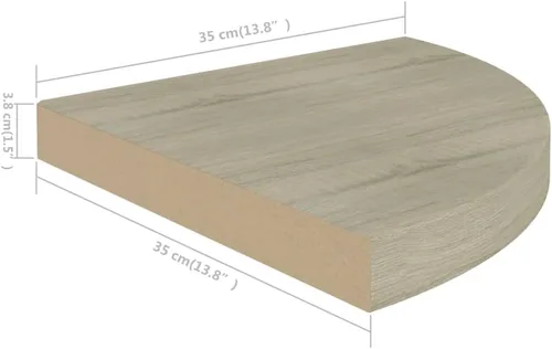 Miniatura 9 de vidaXL Estante de esquina flotante en acabado de roble, MDF de panal y construcción de metal, montado en la pared, fácil instalación, ideal