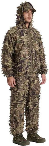 Miniatura 14 de LOOGU Traje de caza Ghillie, traje de camuflaje frondoso 3D, accesorios militares y de tiro, ropa de equipo táctico