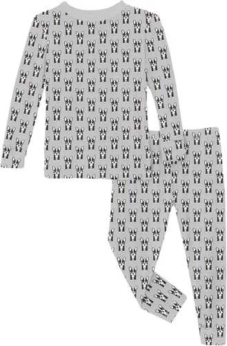 Miniatura 50 de KicKee Pants Conjunto de pijama de manga larga con estampado de piezas