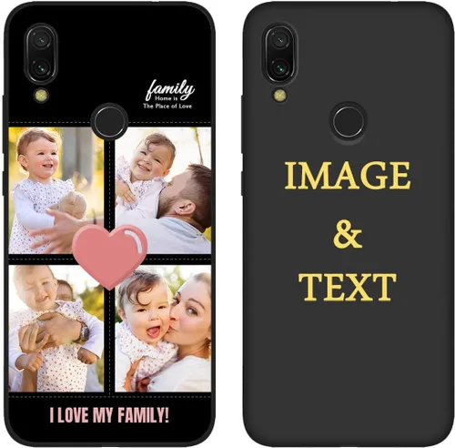 Miniatura 8 de Funda personalizada para teléfono Redmi Note 7 de 6.3 pulgadas, funda personalizada con múltiples imágenes, funda suave con nombre, regalo de Negro