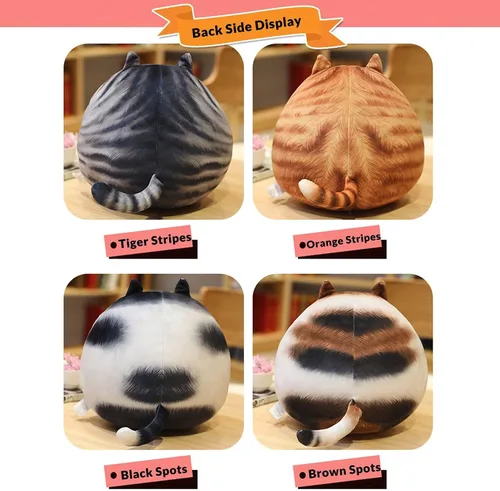 Miniatura 5 de ARELUX Almohada de felpa de gato gordito de 11.8 pulgadas de alto, lindo gatito gordo de peluche, adorable almohada para abrazar, peluche de anime