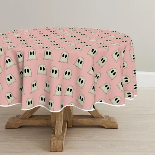 Miniatura 7 de Horaldaily Mantel rectangular de Halloween de 60 x 120 pulgadas, lindo fantasma rosa, lavable, para decoración de fiestas, pícnic, cenas