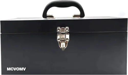 Caja de herramientas de metal portátil de 16", caja de herramientas grande de calibre 18, caja de aparejos de pesca, organizador de cajón de caja de