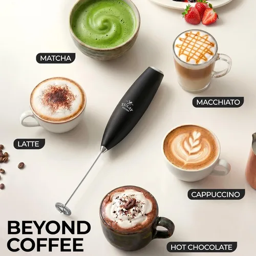 Miniatura 5 de Zulay Kitchen Espumador de leche de mano con pilas Duracell AA – Mezclador eléctrico ultrarrápido y creador de espuma, mezclador de bebidas fácil