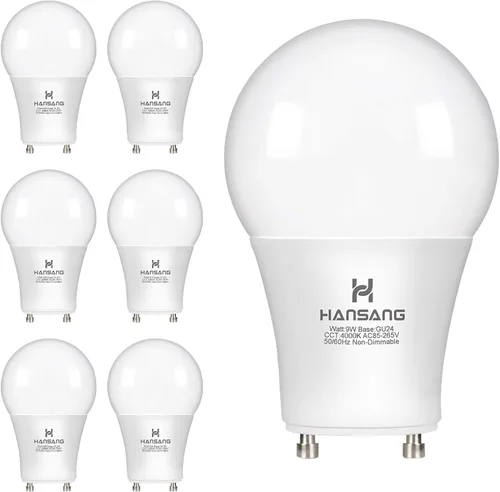Miniatura 13 de Bombilla LED GU24 hansang, bombilla de forma A19, 9W (equivalente a 100W), 900 lúmenes, 2700K blanco cálido, base de bloqueo de torsión Gu24, Blanco