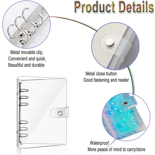 Miniatura 2 de Funda de PVC suave transparente A5 para cuaderno y 10 bolsas de hojas sueltas A5, cubierta de hojas sueltas, cubierta de carpeta personal de hojas