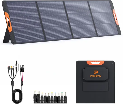 Miniatura 12 de ZOUPW Panel solar portátil de 100 W con cable 5 en 1, 23.5% de eficiencia, cargador solar plegable mono para Jackery 300/Ecolow