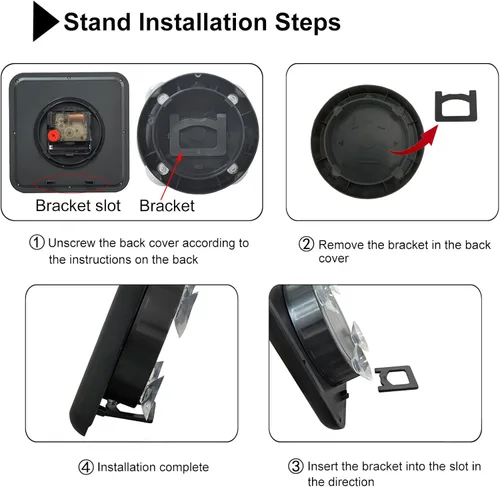 Miniatura 6 de Reloj de pared impermeable para baño, reloj de pared negro para interiores con ventosa, movimiento de cuarzo, marco de plástico, opción flexible