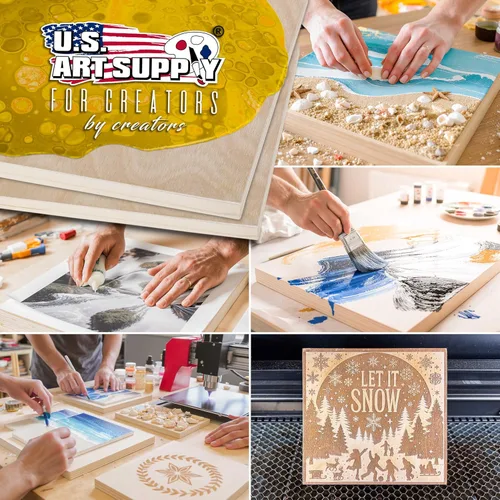 Miniatura 7 de U.S. Art Supply Paneles de madera acunados sin terminar para pintar, paquete de 5 tableros de lona de madera de abedul de estudio de 3/4 pulgadas