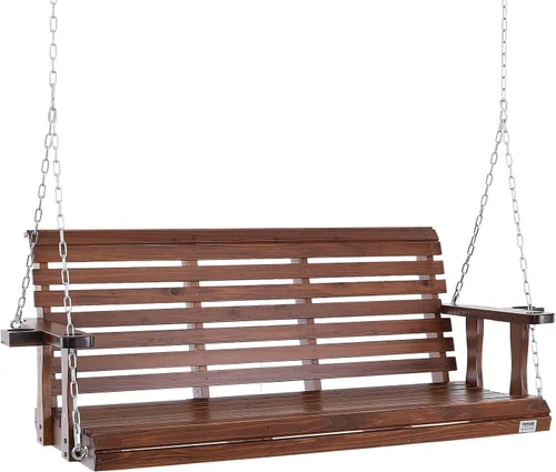 Miniatura 10 de VEVOR - Columpio de madera para exteriores, columpio de porche de 880 libras y 4.5 pies, banco silla colgante de alta resistencia para patio, jardín