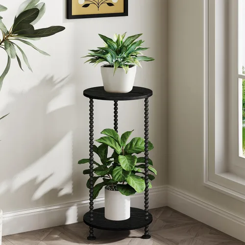 Miniatura 5 de YINMIT Soporte para plantas de interior, soporte para plantas pequeñas de 2 niveles, postes de metal de 23 pulgadas de alto, soporte de maceta
