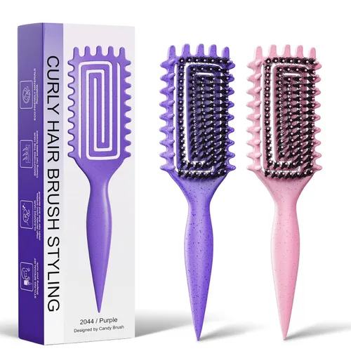 Miniatura 15 de Cepillo para definir rizos para cabello grueso y en bucles, cepillo de cerdas firmes TPEE para desenredar rizos gruesos 4A–4C, cepillo de dientes
