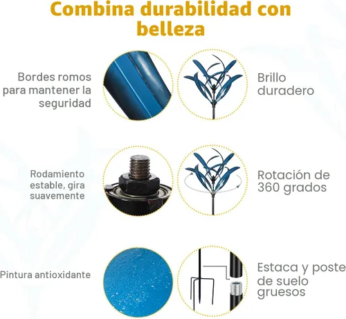 Miniatura 5 de LimeHill Molinillo de viento para patio y jardín, esculturas de viento cinéticas de metal grandes, decoración de patio al aire libre
