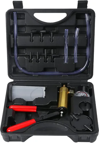 Yonligonju Kit de purga de frenos con bomba de vacío manual con adaptadores de manómetro, juego de purga de líquido de frenos automotriz para Negro