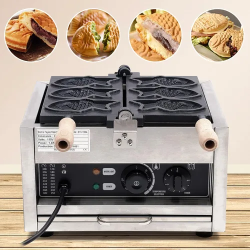 Miniatura 7 de Pescado en forma de Taiyaki Maker Máquina de gofres en forma de pescado de acero inoxidable Moldes para hornear antiadherentes Máquina de gofres