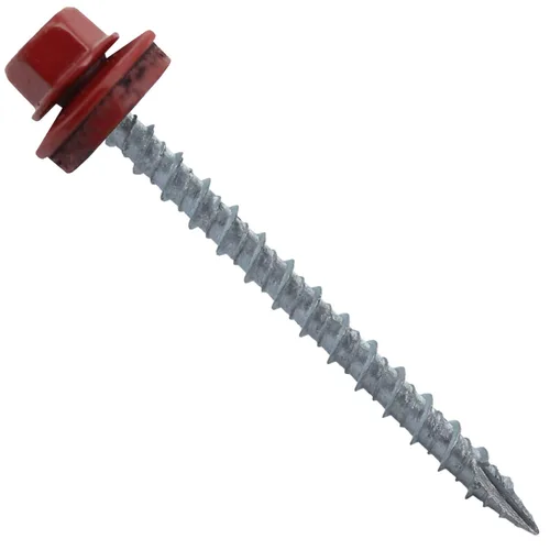 Miniatura 9 de 10 tornillos para techos de metal gris ABC de 2-1/2 pulgadas, cabezal de arandela hexagonal, arranque automático/roscado, arandela EPDM. 1 bolsa