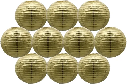Miniatura 15 de Linternas de papel doradas chinas, japonesas, colgantes, redondas, para decoración de fiesta de Año Nuevo y Año Nuevo Lunar (12 unidades)