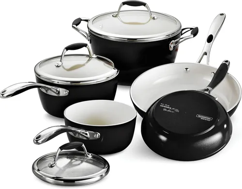 Miniatura 11 de Tramontina Ceramica Deluxe - Sartén antiadherente de cerámica de 10 pulgadas, apta para horno, color negro metálico