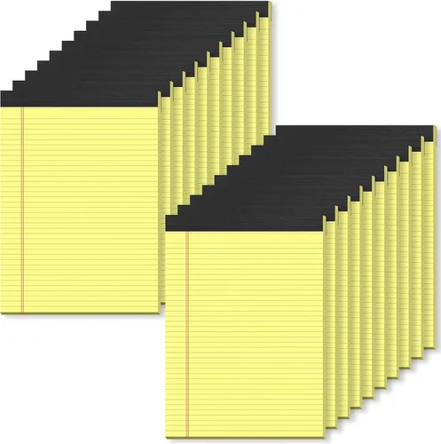 Miniatura 8 de Blocs de notas pequeños de 5x8 amarillos – paquete de 4, papel grueso premium de 80gsm, 30 hojas/60 páginas por bloc, páginas perforadas con rayas