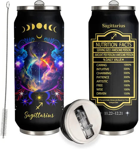 Tumbler de Constelación de Sagitario del Zodiaco de Acero Inoxidable para Hombres y Mujeres Fanáticos de la Astrología Regalos de Cumpleaños Tumbler