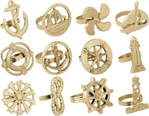 Miniatura 9 de ALPHA Living HOME Juego de 12 servilleteros de alta calidad, 100% metal, decoración de mesa resistente al óxido, servilleteros antiguos de concha