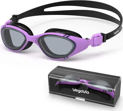Miniatura 13 de VegoVia Gafas de natación para adultos para hombres y mujeres, gafas de natación para piscina, antiniebla/UV, gafas de natación con estuche Negro