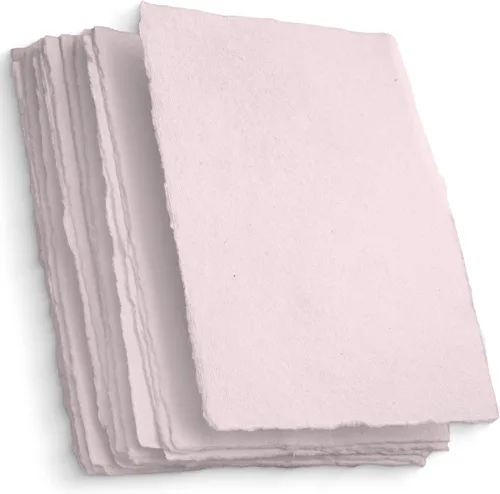 Wanderings Papel de algodón rosa grueso hecho a mano con borde deckled – textura prensada en frío – pintura, acuarela, dibujo, tarjetas,