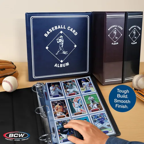 Miniatura 5 de BCW Supplies - Álbum de béisbol de 3 pulgadas, color negro, carpeta duradera para 90 tarjetas de béisbol, ideal para coleccionistas, almacenamiento